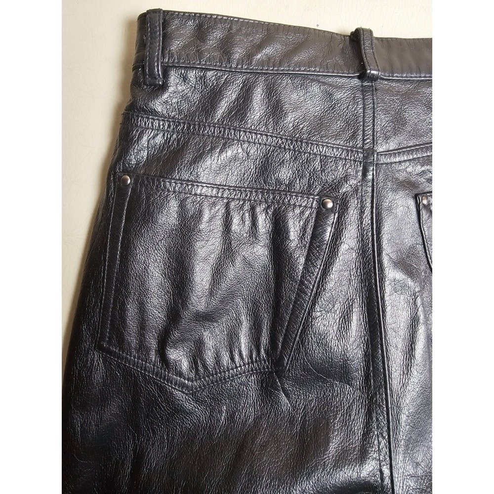 Wilsons Leather Maxima Black Leather Pants Womens 8 Y2K Straight Leg High Rise - Picture 13 of 13
